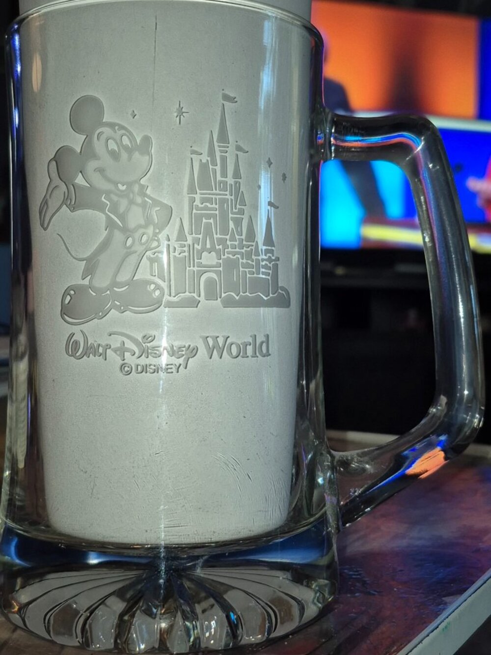 Disney World Mickey Mouse Cinderella Castle Etched Glass Stein Mug BRAND NEW!!